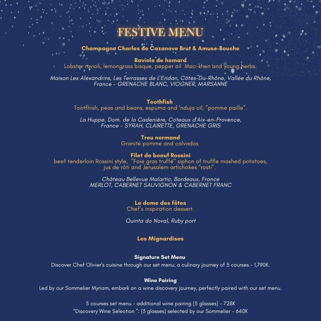 Le Comptoir Da Nang Festive Menu